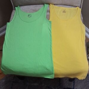 Kids Sleeveless Tops - Green and Yellow